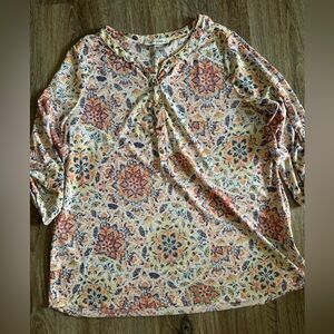 Emily Daniels Floral 3/4 Sleeves Top XL
